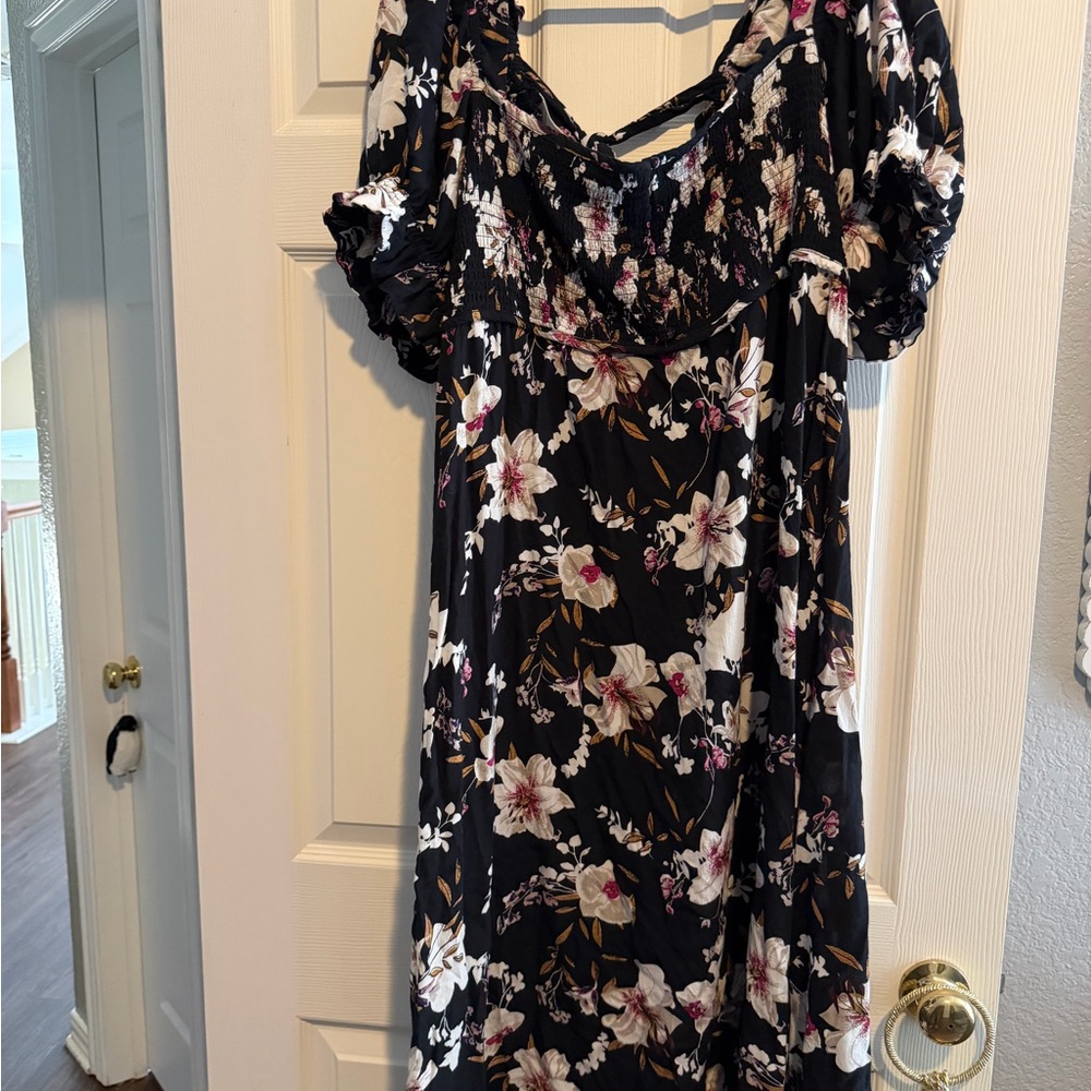Anthropologie Black Floral Dress